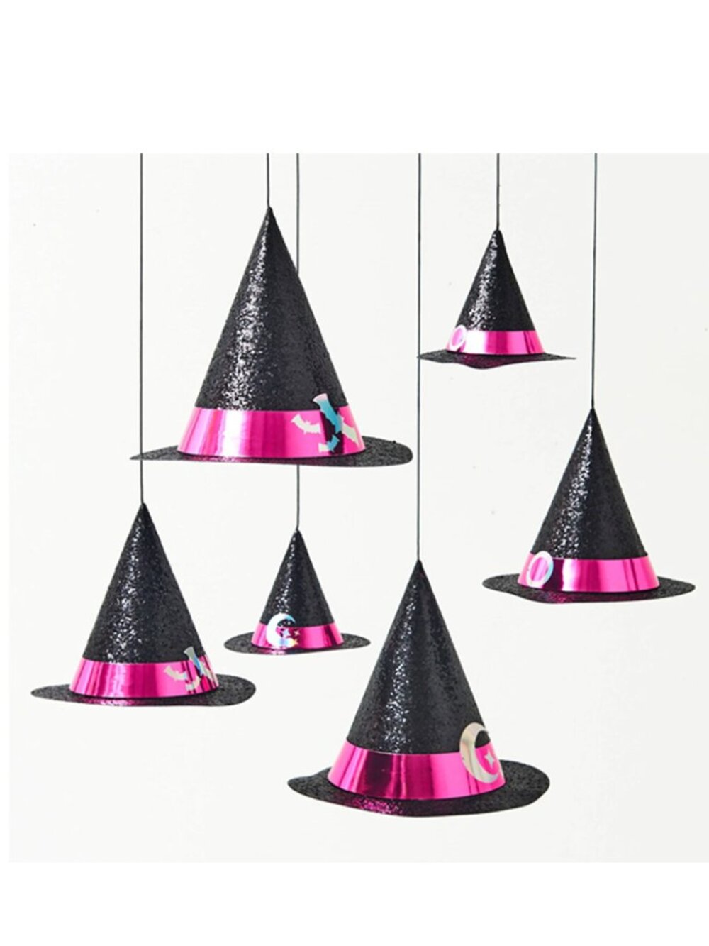 Witch Hat Hanging Ornaments Set of 6